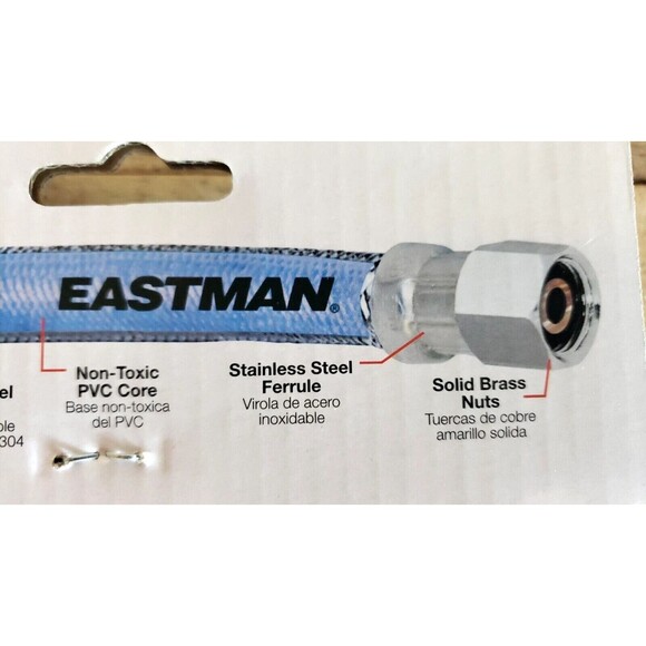 Eastman Ice Maker Connector 5 Ft Length 1/4" Inlet #0247027 Stainless Steel NEW - Picture 5 of 6